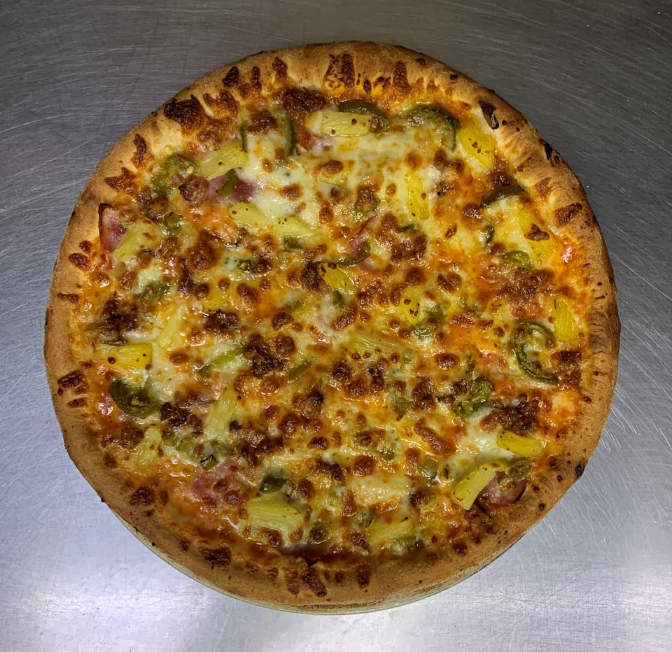 Spicy Hawaiian Pizza.